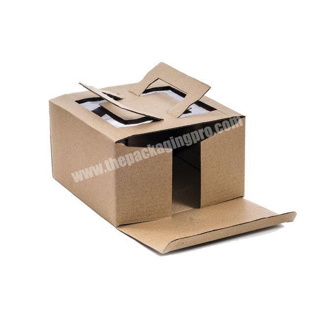 wholesale kraft brown corrugated board custom cake packaging box with handle