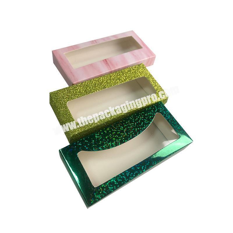 Bright Color Cardboard Eyelashes Boxes Made of Laser Paper Beautiful Portable Make up Boxes
