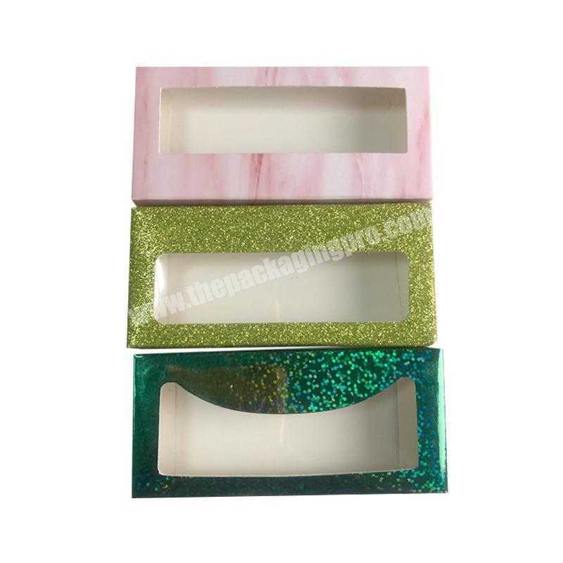 2021 New Custom Made Cheap Empty Square Colorful Elegant Holographic Paper False Lash Box For Eyelash