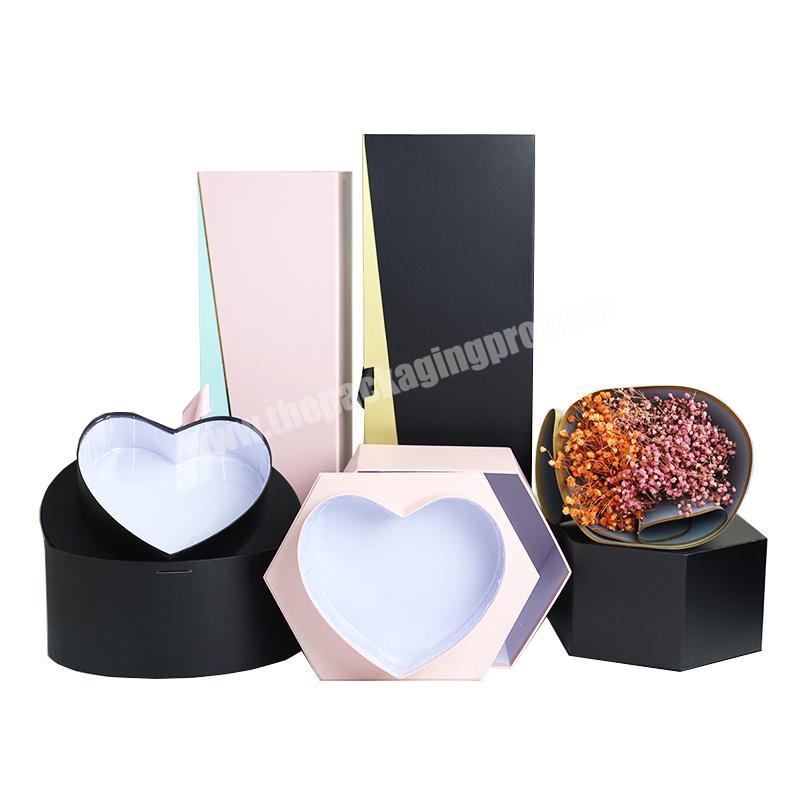 2021 Valentine Heart Shape flower box Packaging mom flower box Custom Ideas Cardboard boxes for flowers