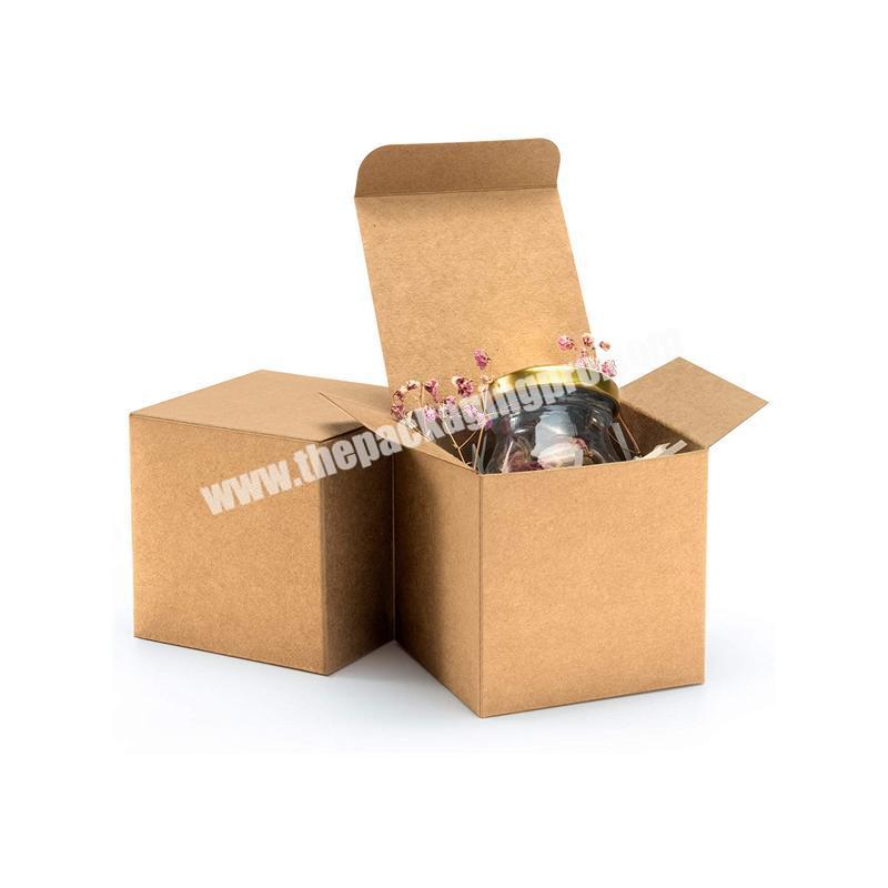3x3x3 Brown Recycled Paper Cube Easy Assemble Gifts Crafting Cupcake Party Favor Boxes with Lids