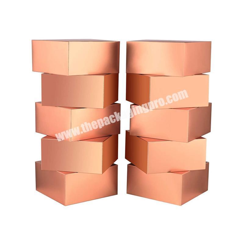 8x8x4in  Bulk Gifts Bridesmaids Chocolate Recyclable Gold Paper Decorative Gift Wrap Boxes with Lids