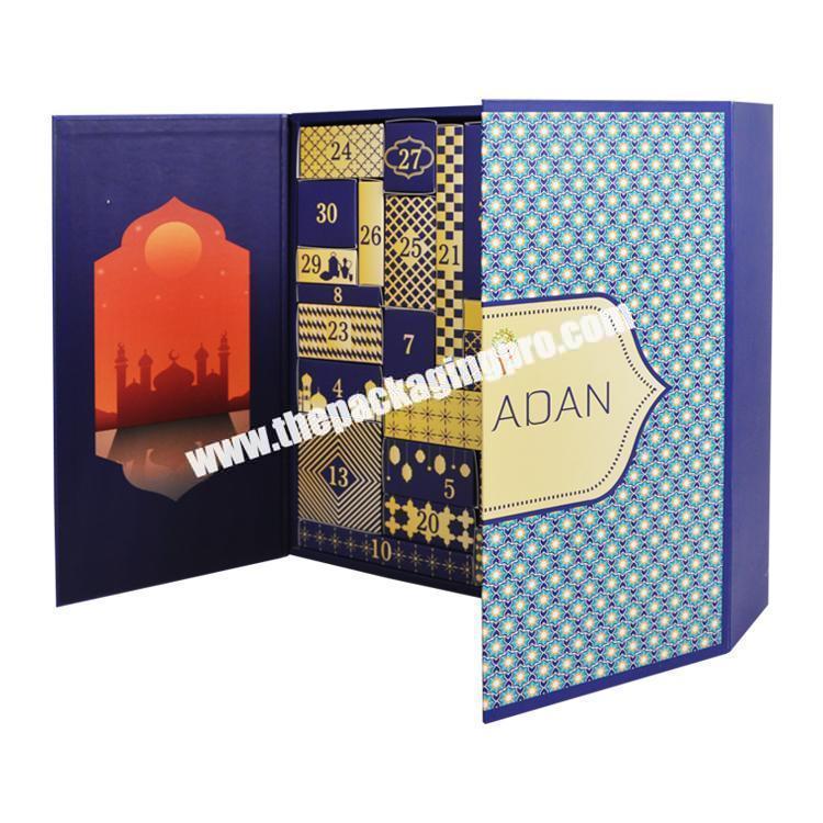 Custom Custom Printed Packaging Chocolate Gift Box Christmas Ramadan Eid Countdown Advent Calendar with Plastic Tray Embossing Printing