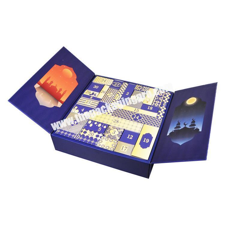 Shop Custom Printed Packaging Chocolate Gift Box Christmas Ramadan Eid Countdown Advent Calendar with Plastic Tray Embossing Printing