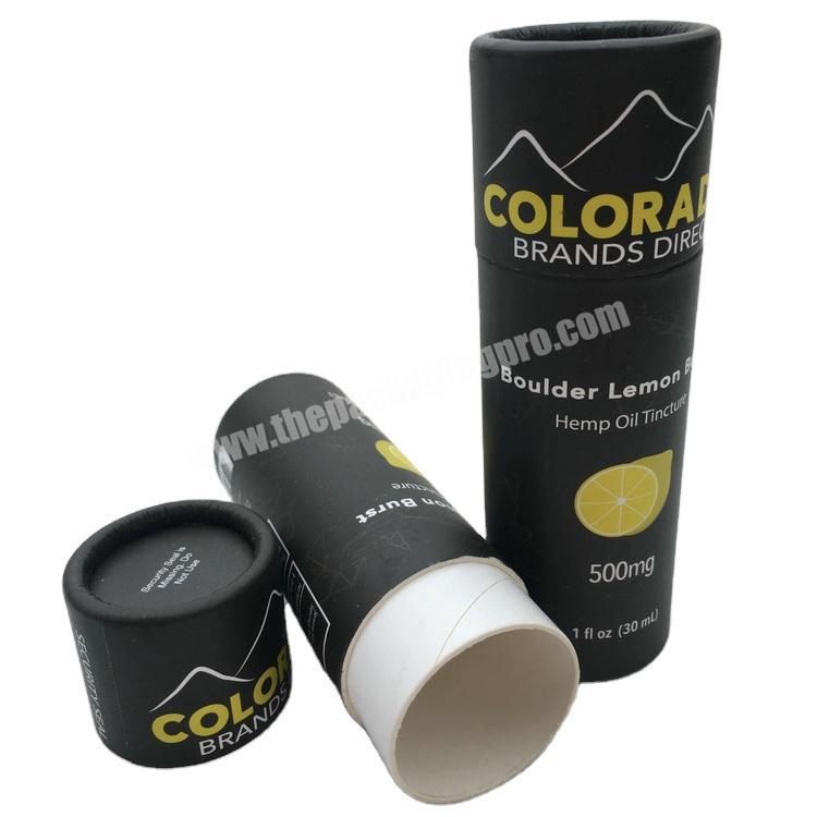 Beautiful Design Waterproof Recycled packaging Cylinder round large black paper tube for tea