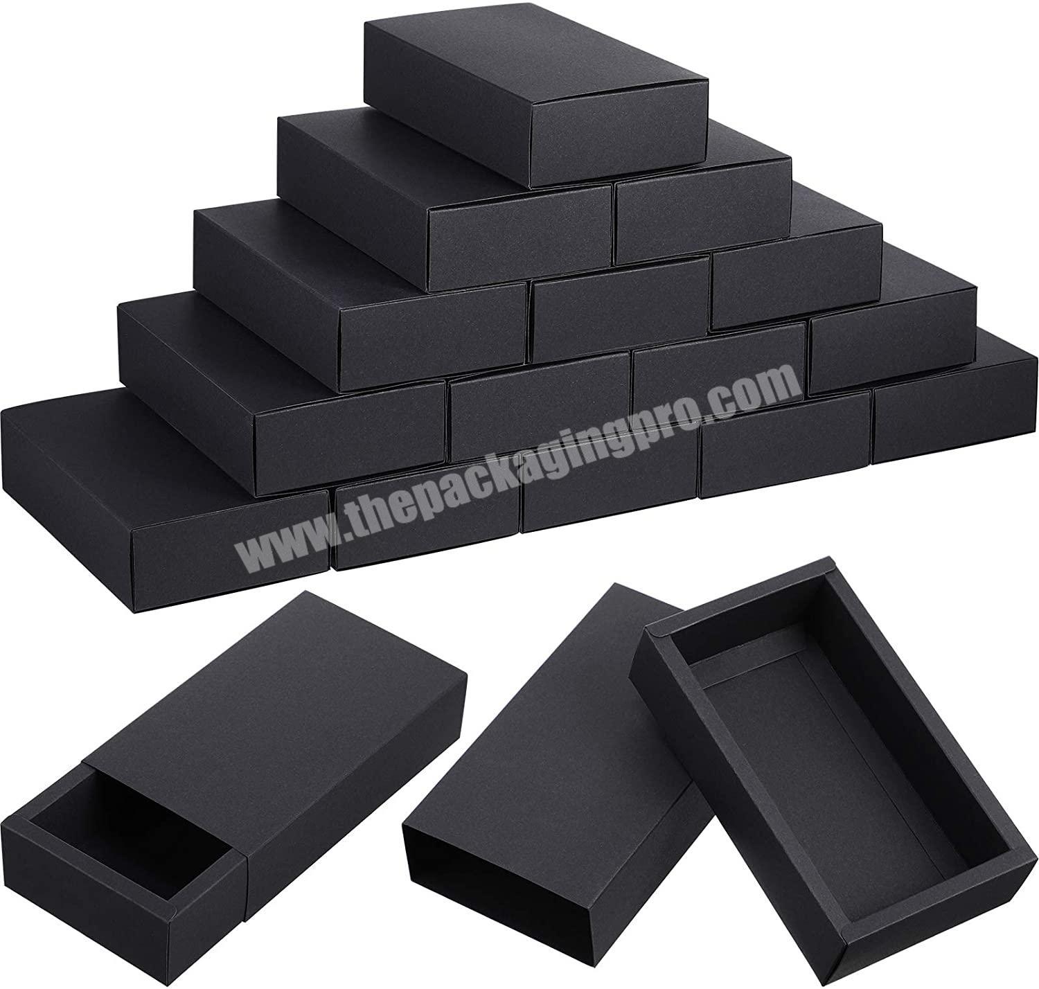 Black Mini Crafts Kraft Paper Slide Out Drawer Design Cardboard Gift Packaging Boxes