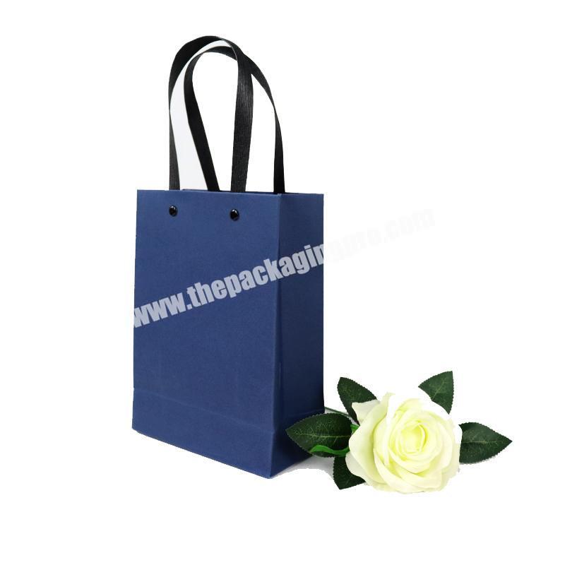 Blue Paper Boxes with Handle Eco Friendly Packing Bag OEM Box Packages