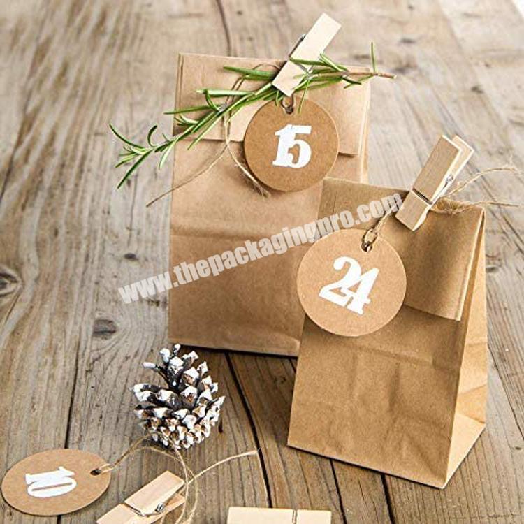 Christmas Nativity Candy Sweet Kraft Paper Packaging Gift Storage Grocery Party Flower Bag Advent Calendar With Wood Tag