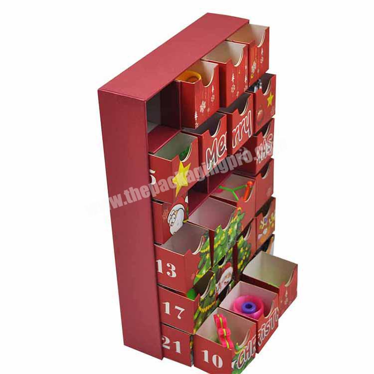 Cardboard Christmas countdown box kids chocolate candy gift storage custom Christmas 24 drawers advent calendars