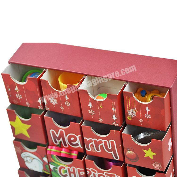 Supplier Cardboard Christmas countdown box kids chocolate candy gift storage custom Christmas 24 drawers advent calendars
