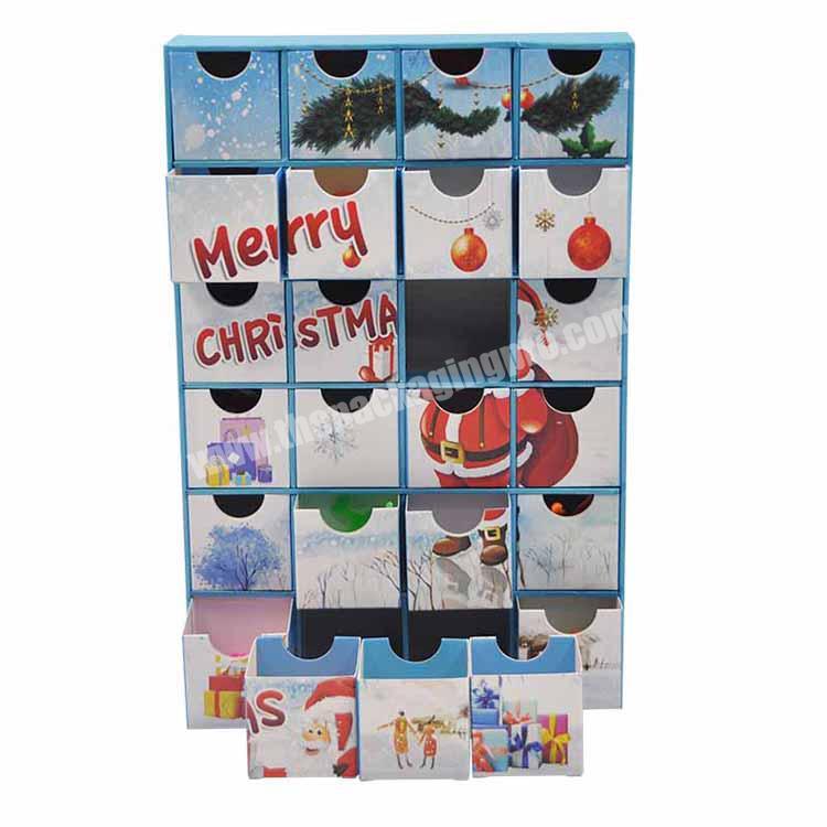 Custom Cardboard Christmas countdown box kids chocolate candy gift storage custom Christmas 24 drawers advent calendars
