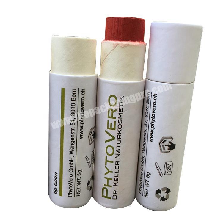 Cardboard Deodorant Cosmetic Packaging Push Up Biodegradable Lip Balm Tubes