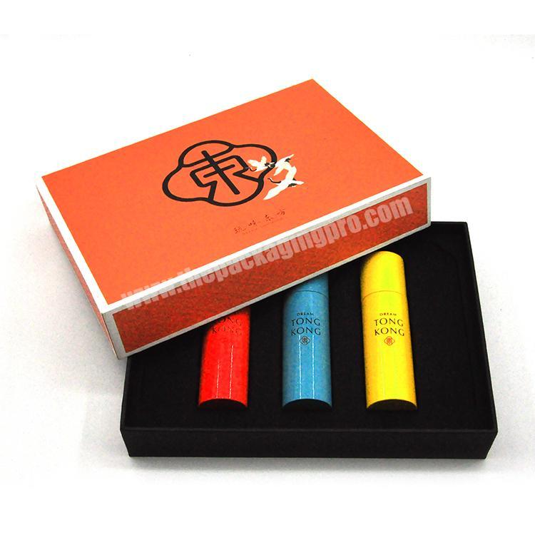 Cardboard paper cosmetic gift box, orange biodegradable custom magnetic paper cosmetic packaging box