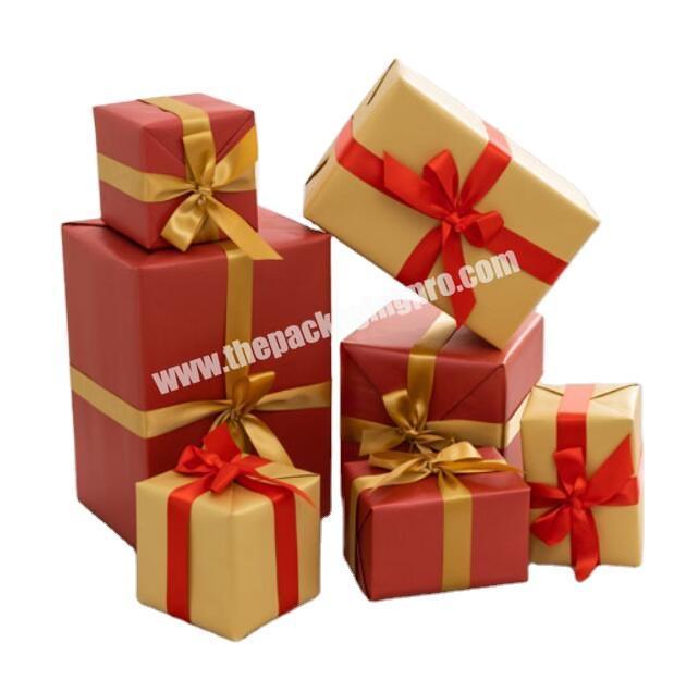 Cheap paper cardboard box for christmas tree decoration custom design paper packaging gift boxes with ribbon for toys