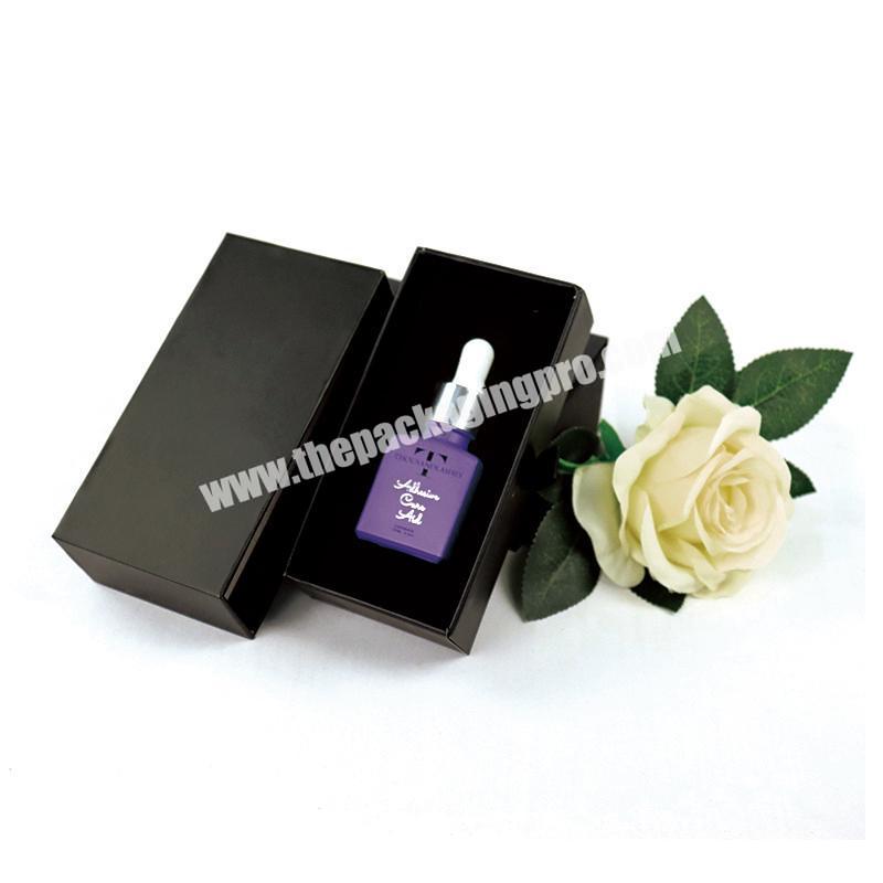 Cosmetic Black Drawer Cosmetic Packaging Box With Black EVA Foam With High Quality Skin Care Serum Packaging Drawer Box