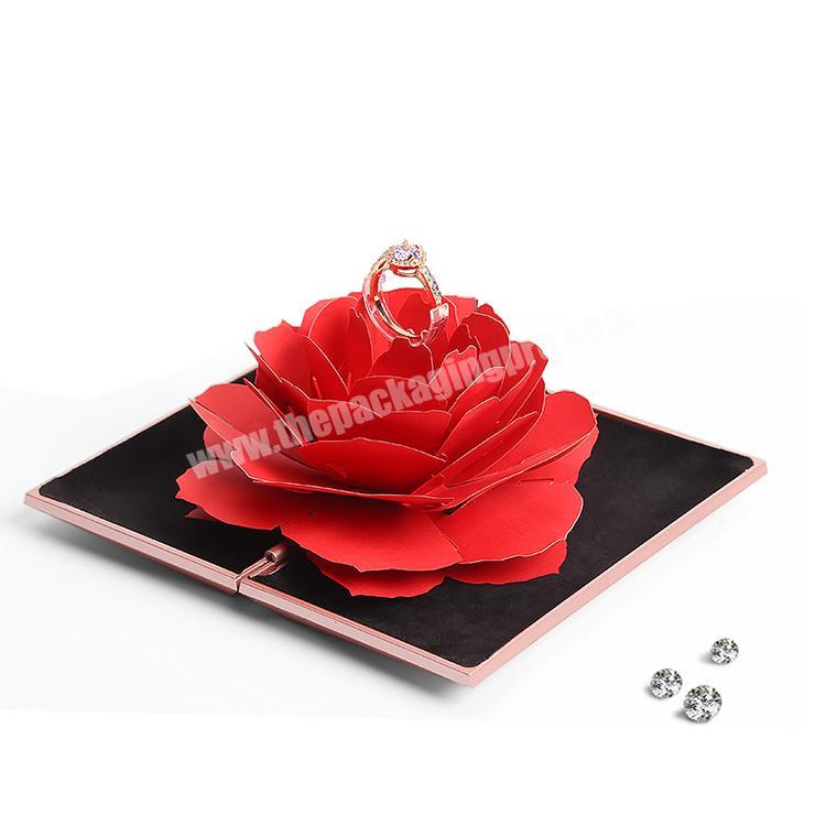 Creative Surprise Pop Up Acrylic Flock Custom Jewelry Engagement Flower Ring Box
