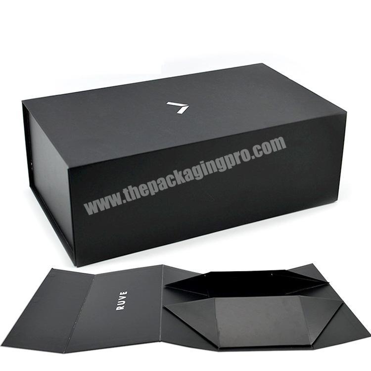 Custom A5 Black Collapsible Magnetic Close Foldable Gift Box with Ribbon