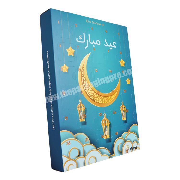 Supplier Wholesale Recycled Box Cookie Box Chocolate Packing Packaging Boxes Custom Logo Ramadan Luxury Calendar With Plastic Tray