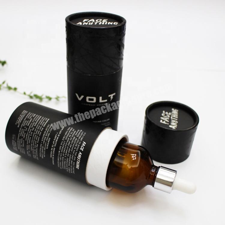 Custom Black Kraft Paper Cardboard Tubes for Essential Oil Dropper Bottles