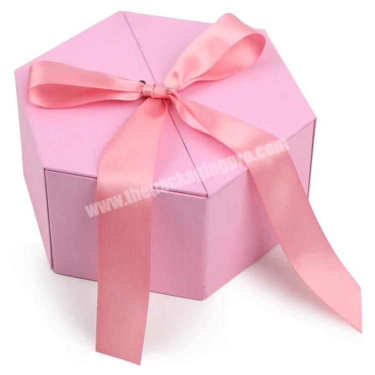 Custom Carboard Hexagon Gift Flower Floral Favour Hat Paper Box Packaging