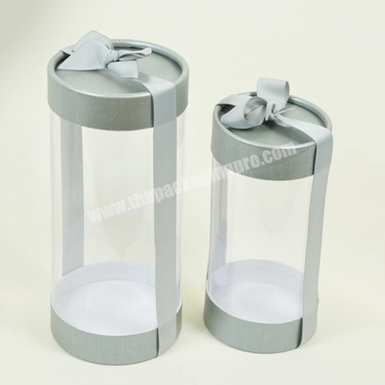 Custom Clear black printed logo cylinder gift box caja de regalo cylindrical gift box supplier