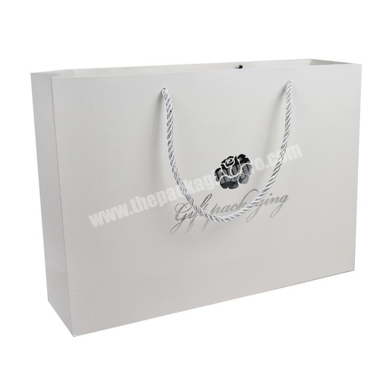 Custom Fashion Your Own Logo Print Cosmetics Luxury Gift Shopping White Paper Bags Packaging With Handle