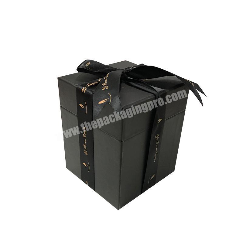 Custom Gold Foil Logo Square Rigid Soy Wax Candle Jars Gift Packaging