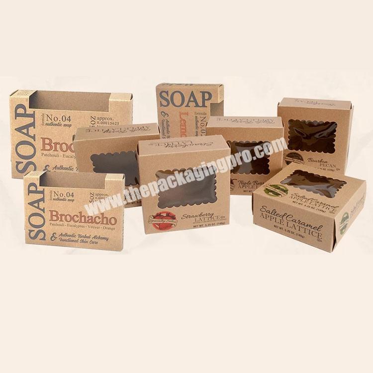 Custom Logo Eco Friendly Kraft Paper Soap Packaging Boxes with Window