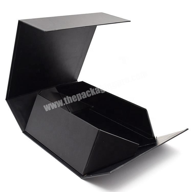 Custom Custom Logo Luxury Black Folding Closure Magnetic Collapsible Rigid Cardboard Paper Large Packaging Gift Boxes