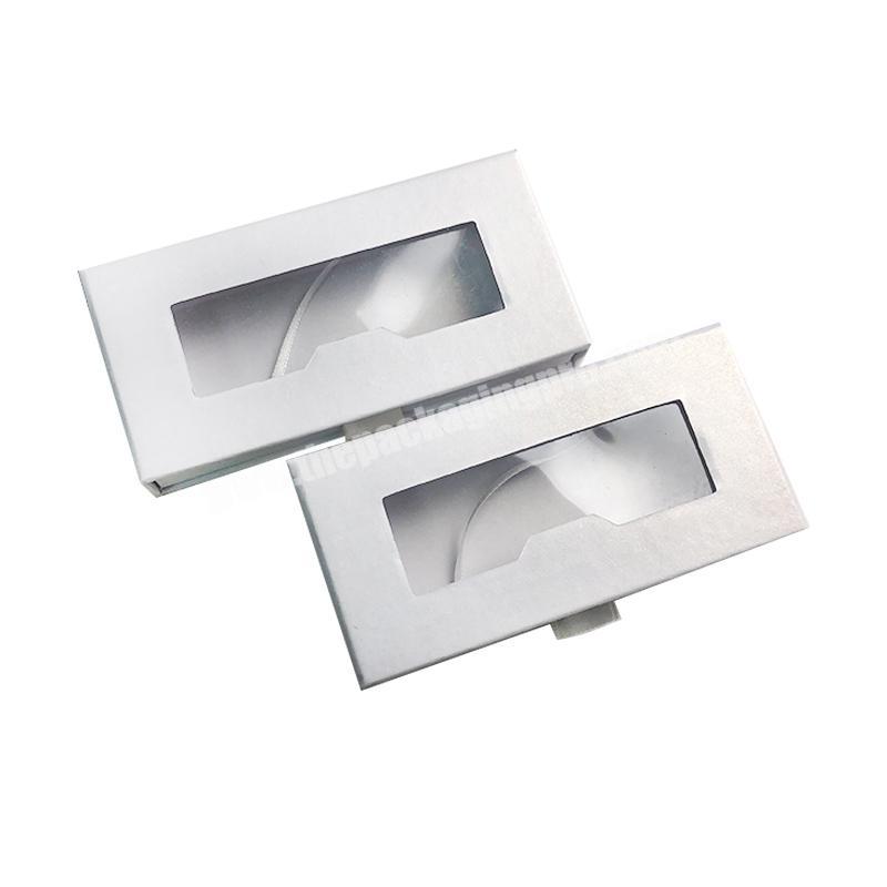 Custom Made Eco Friendly Personalised White Rectangle Clear Window Drawer False Eye Lash Boxes Packaging