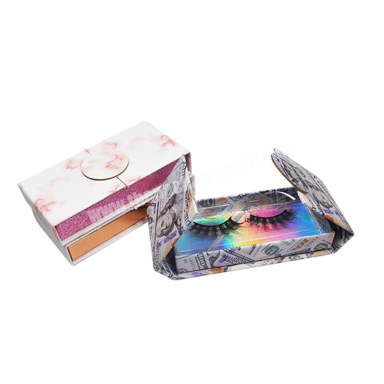 Wholesale 6 Pairs Reusable 3D Natural Look Magnetic Eyelashes Packaging Box Paper Gift Lash False Eyelashes Box With Mirror