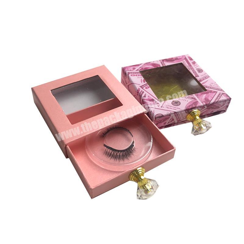 Custom Paper Luxury Cute Empty Pink Creative Drawer False Lash Storage Box Packaging With Clear Window