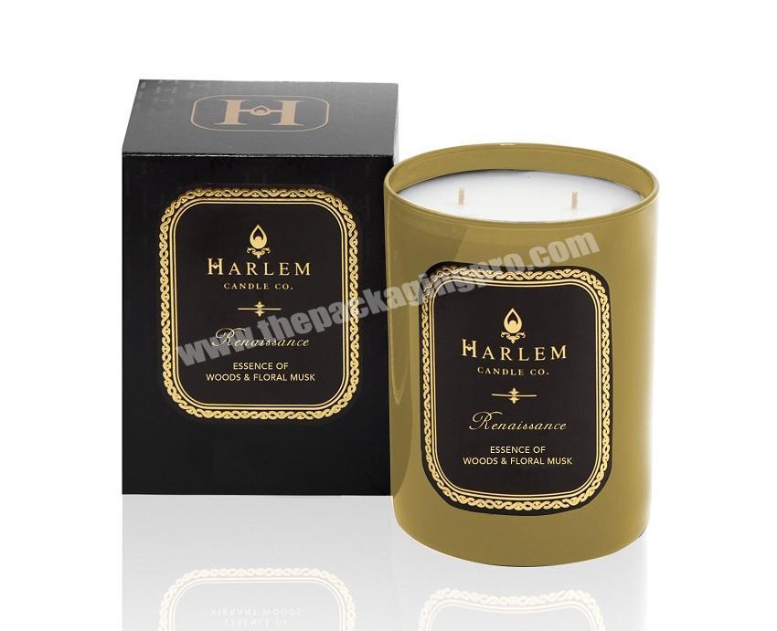 Custom Personalized Print Black Round Jars Boxes  and Embossed Luxury Rigid Candle Packing Boxes