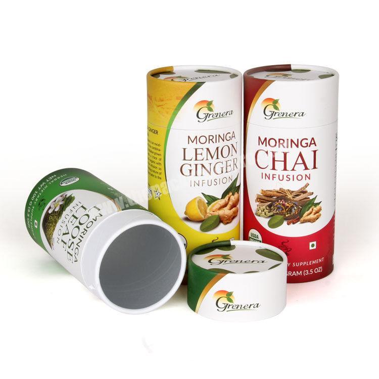 Custom Printed Food Grade Cardboard Nuts, Tea Packaging Cylinder Tube Boxes