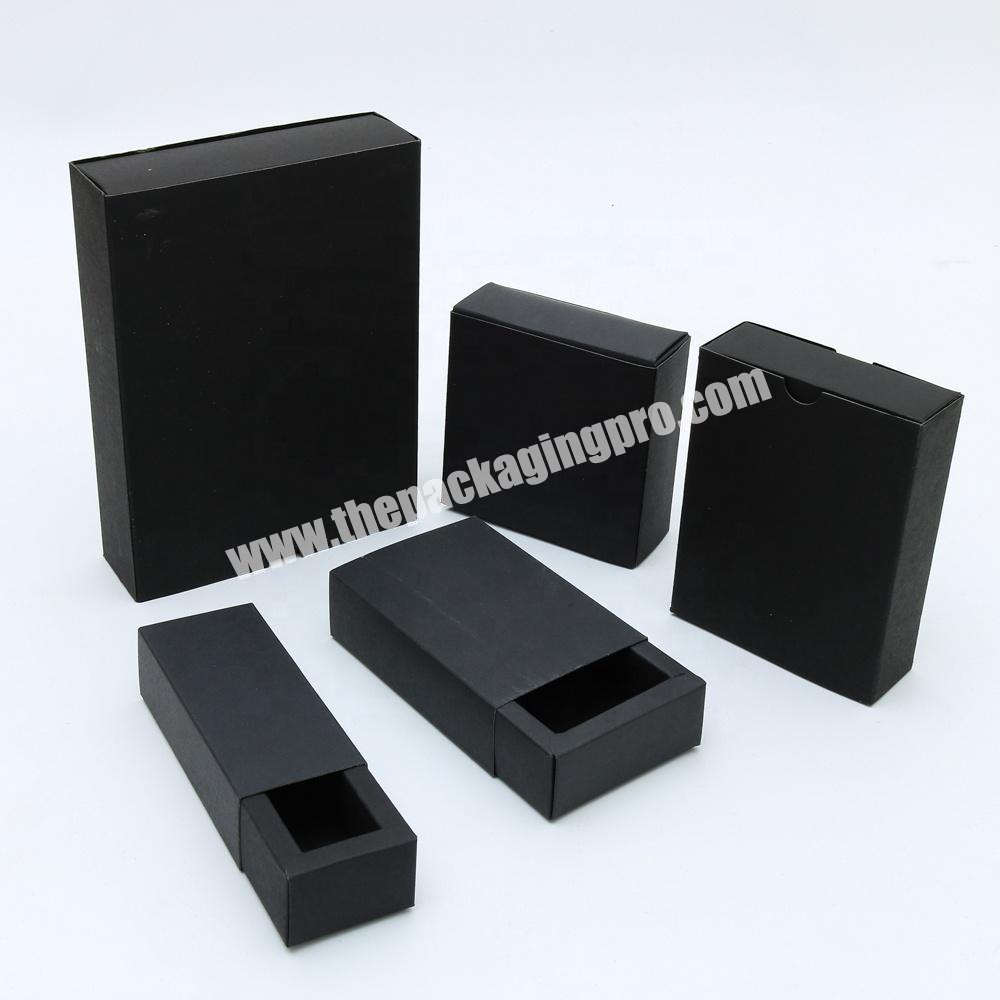 Custom foldable gift packaging matte black paper sliding drawer box