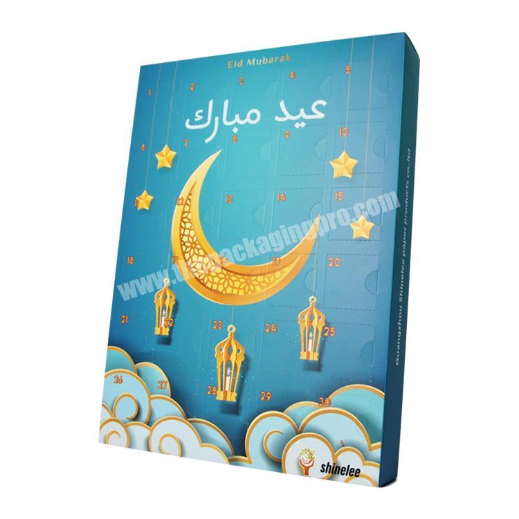 Custom Muslim Design Simple Shaped Paper 30 Days Gift Set Ramadan Advent Calendar Packaging Box