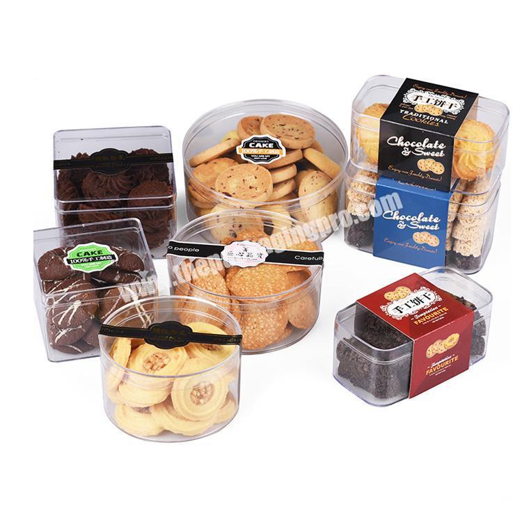 Custom Square Plastic Clear Biscuit Cookie Dessert Packaging Box Containers with Clear Lid