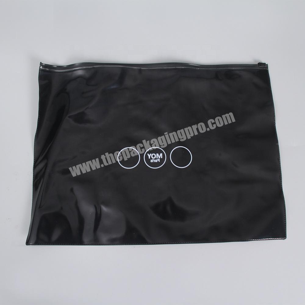 Custom White Print Frosted Black PVC Zip Lock Bikini, Underwear Bags