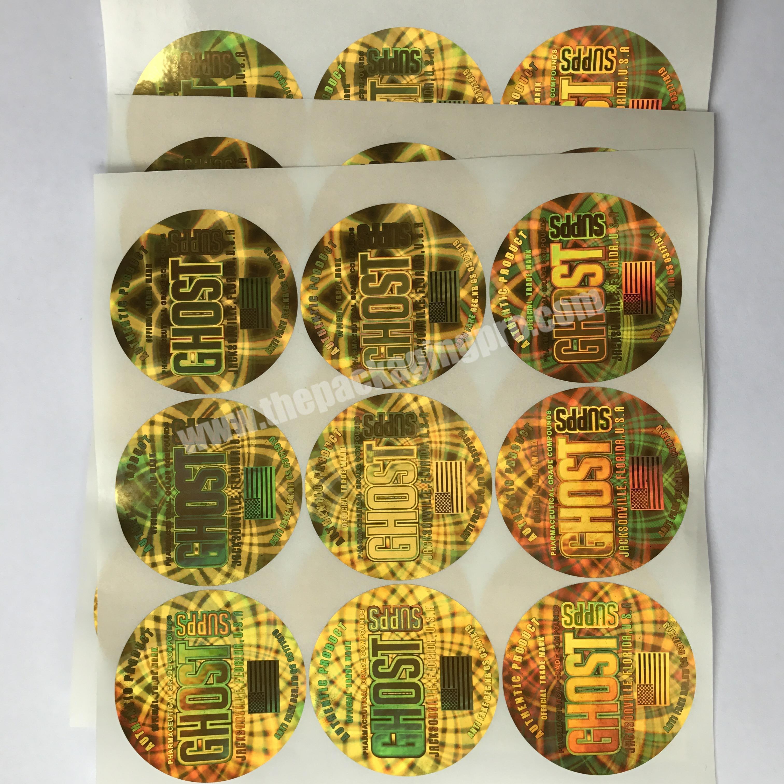 Custom large size 3D laser foil label authenticity hologram stickers