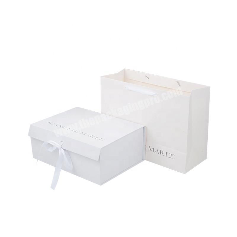 Custom logo Printed Wholesale Foldable gift boxes Folding Wedding dress Shoe plain Cardboard Paper box With paper bag