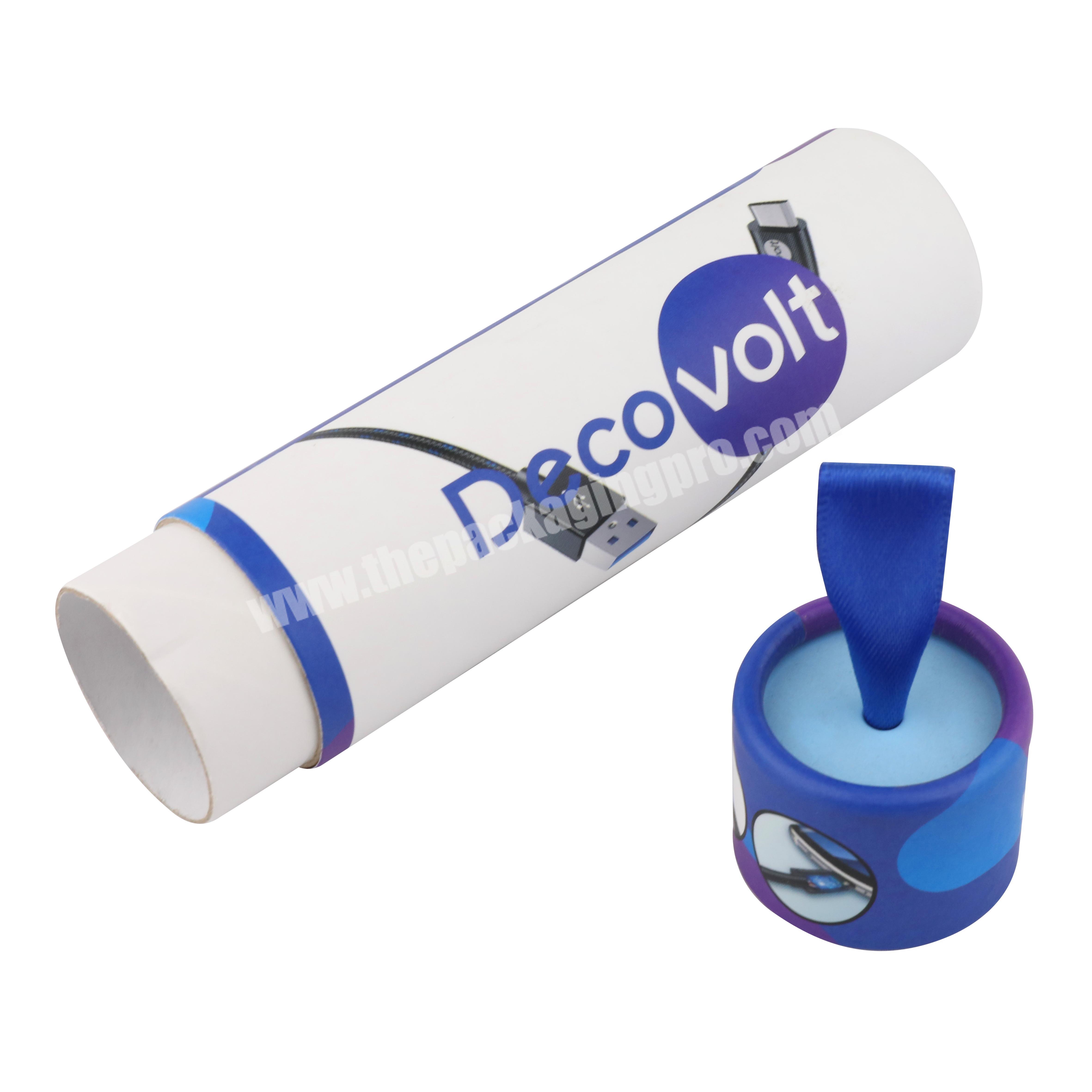 Custom logo cylinder box for perfume tissue tea charge packaging ribbon paper tube cylinder bottle box