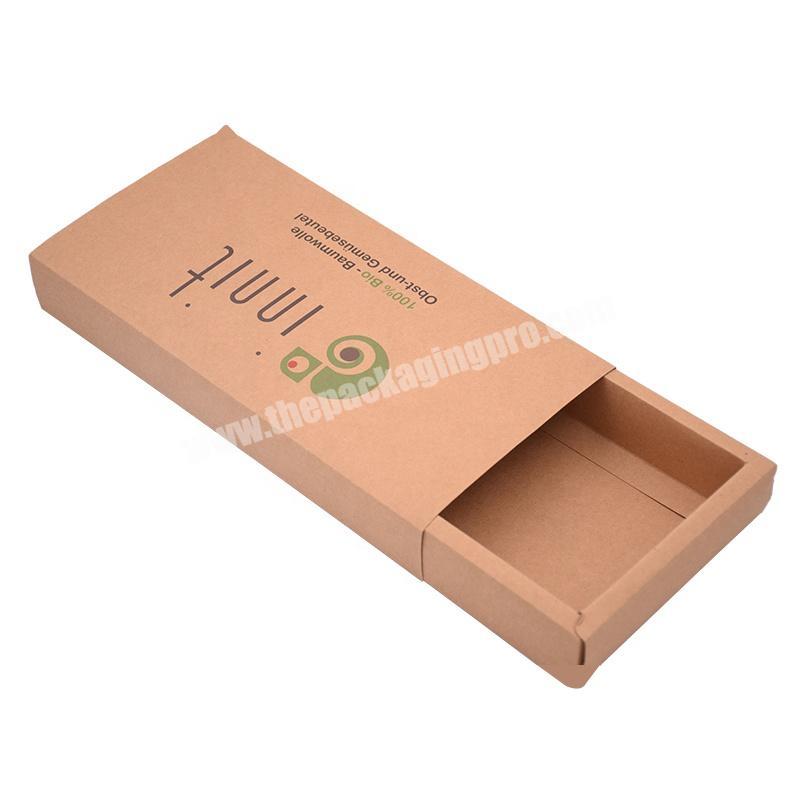 Custom logo eco friendly recycled natural drawer slide open jewelry gift packaging biodegradable brown pull out Kraft paper box