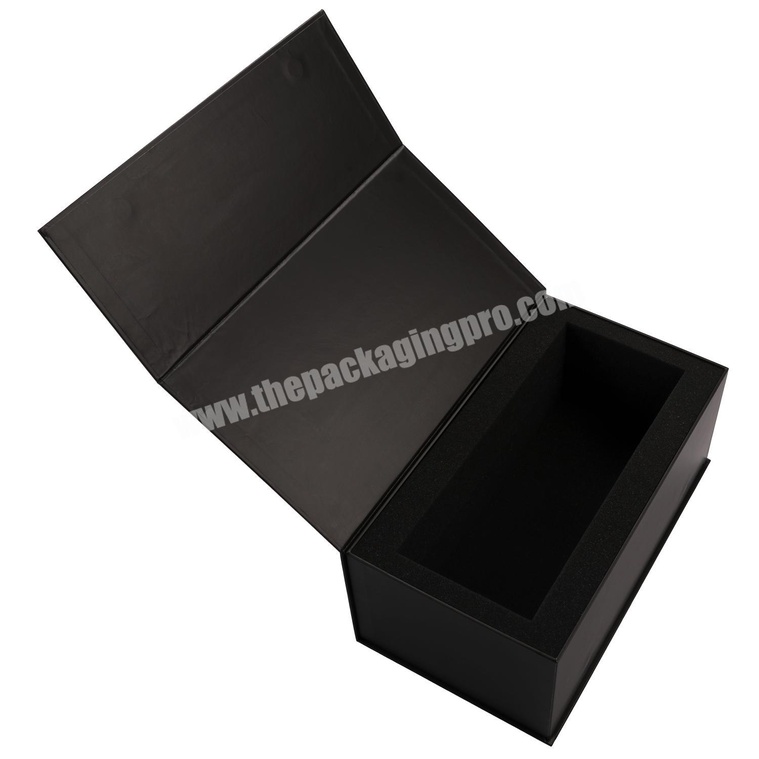 Custom logo luxury black rigid paper magnet folding gift box with foam