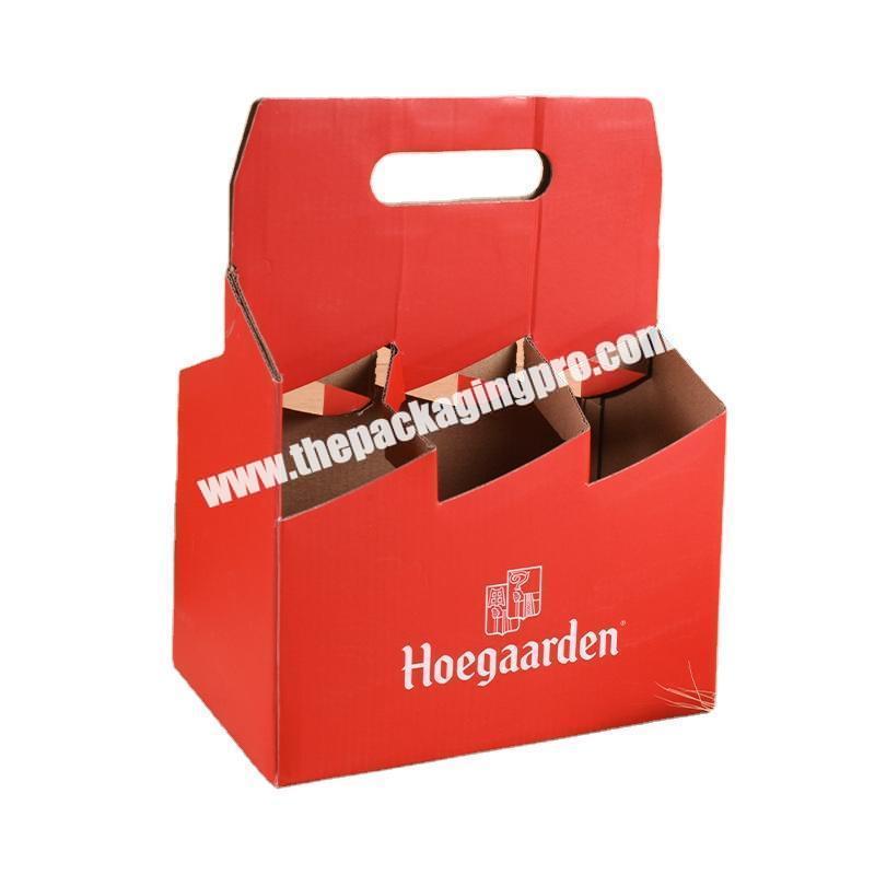 Custom logo printed cardboard paper wine beer bottle carrier packaging boxes