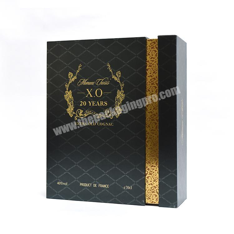 Custom luxury drawer gift carton glass bottle cardboard paper cosmetic box with EVA slot packaging wine box