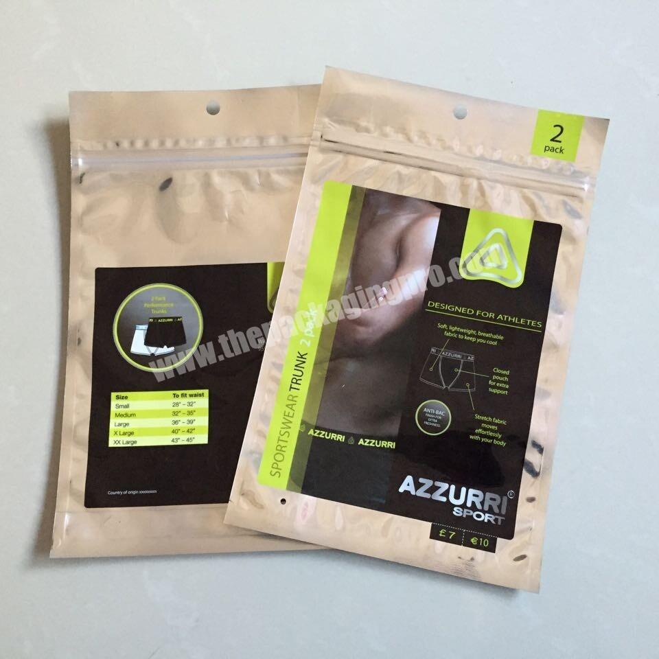 Custom plastic aluminum foil compound zip lock bag for underwear packing