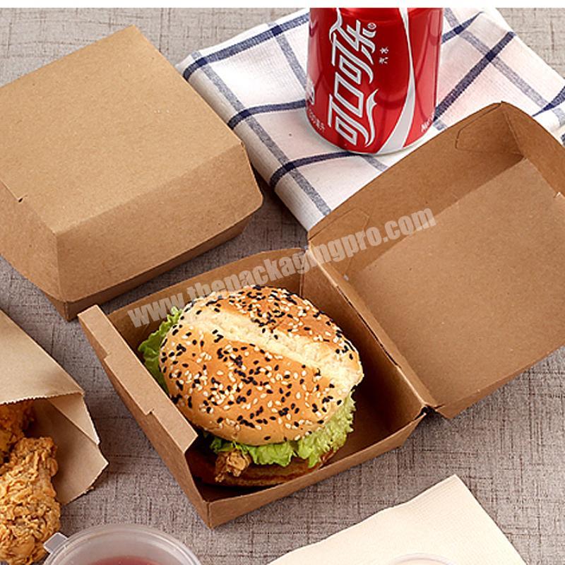 Custom printed  clamshell take away kraft disposable paper hot food  Popcorn hamburger packaging box set