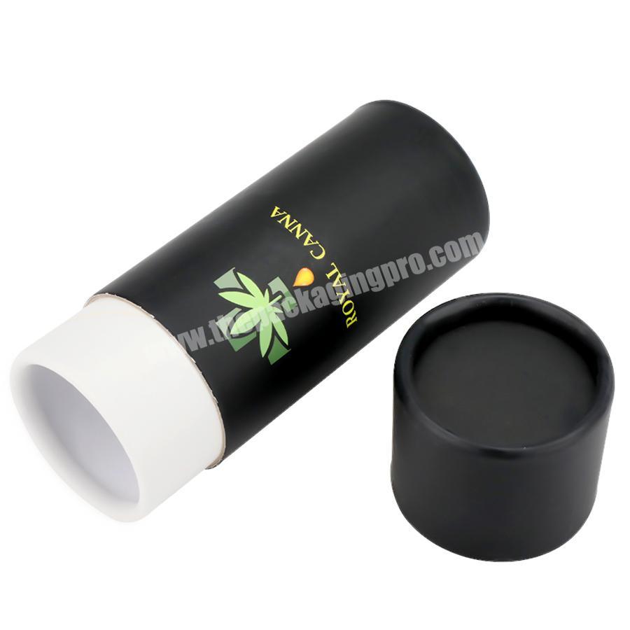 Custom printed green color texts logo black round paper tubes packaging cylinder paper box