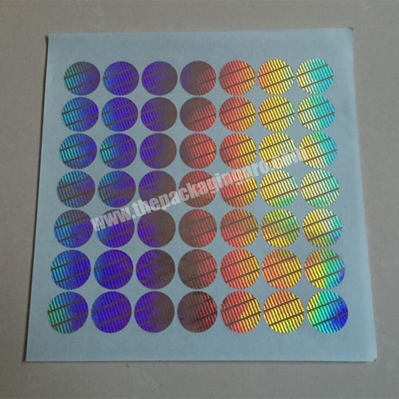 Custom made various demetalized round hologram stickers