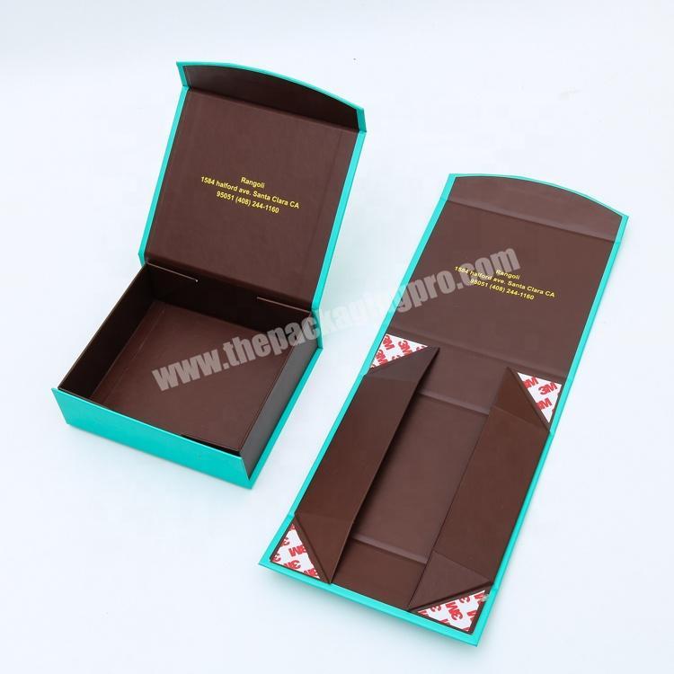 Custom flat pack folding paper cardboard magnetic box with handle